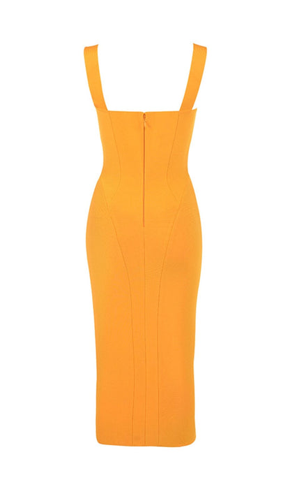 GOOSE YELLOW SLEEVELESS SLIM-FIT SUSPENDER DRESS styleofcb 