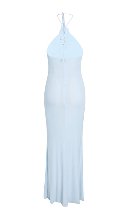 NEUTRALS FLORAL-APPLIQUÉ STRAPLESS GOWN MAXI DRESS