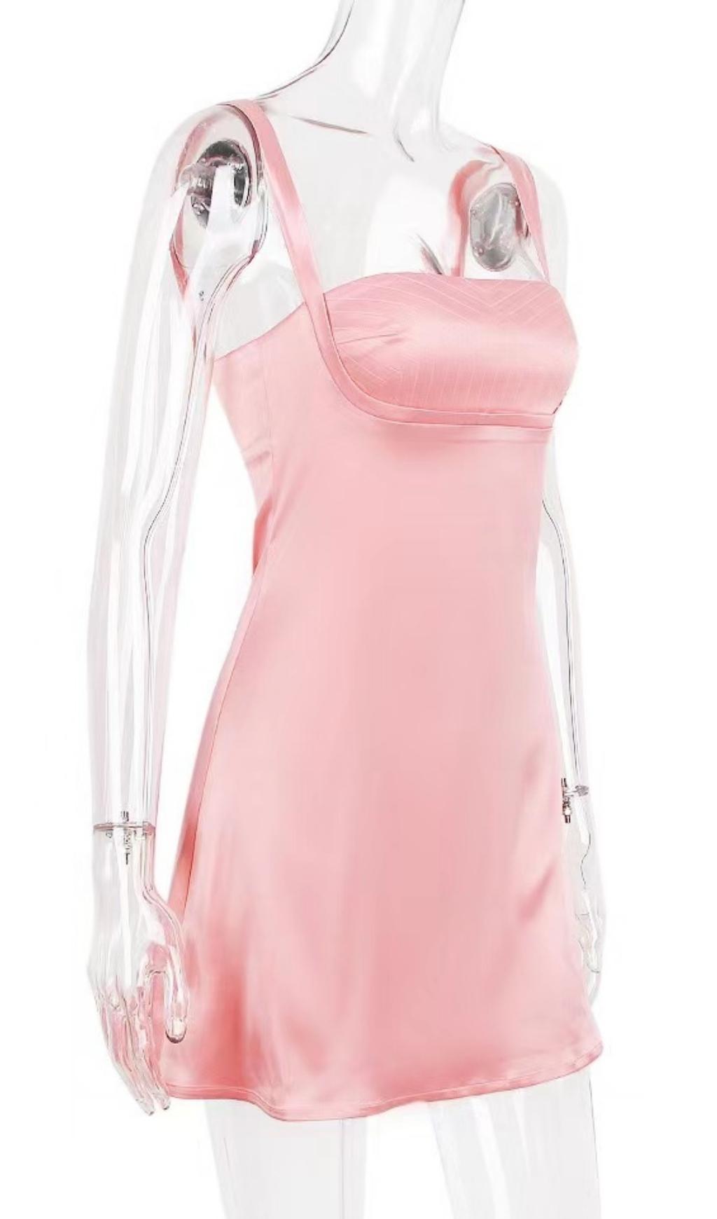 SATIN MINI DRESS IN PINK