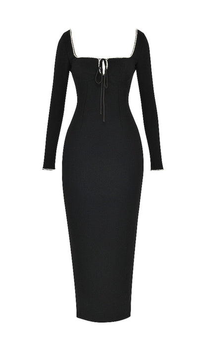 BLACK CRYSTAL EMBELLISHED MAXI DRESS styleofcb 