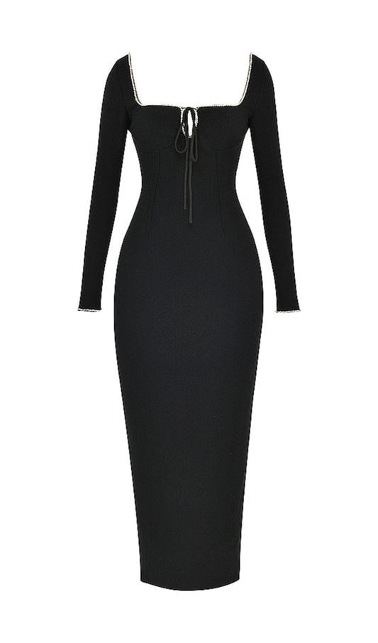 BLACK CRYSTAL EMBELLISHED MAXI DRESS styleofcb 