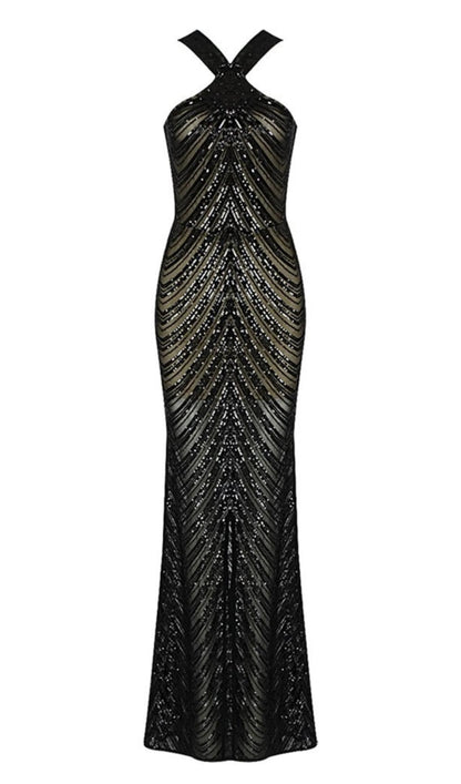 HALTER SEQUIN MAXI DRESS IN BLACK Dresses styleofcb 