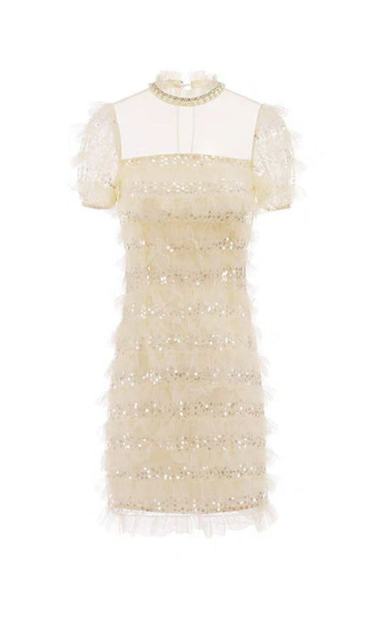 Dream Sequins Cascade Mini Evening Dress