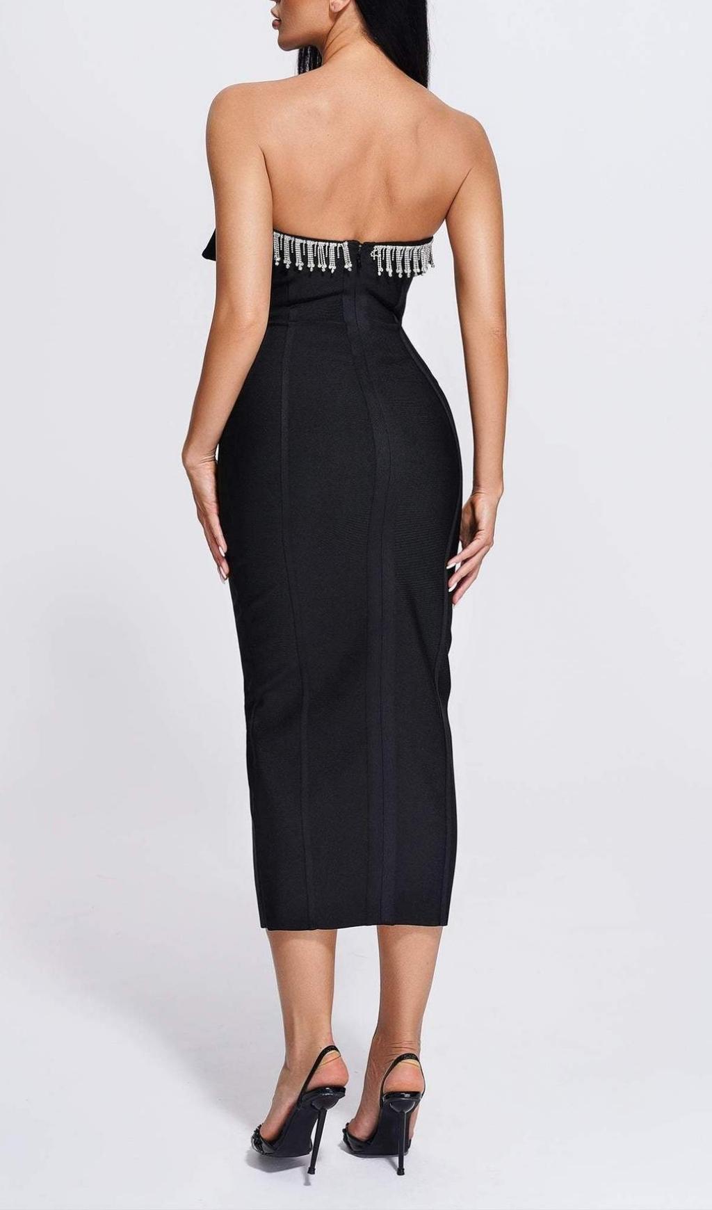 SEQUIN STRAPLESS MIDI DRESS IN BLACK Dresses styleofcb 