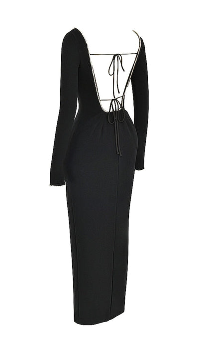 BLACK CRYSTAL EMBELLISHED MAXI DRESS styleofcb 