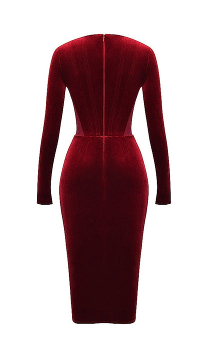 WINE VELVET CORSET DRESS