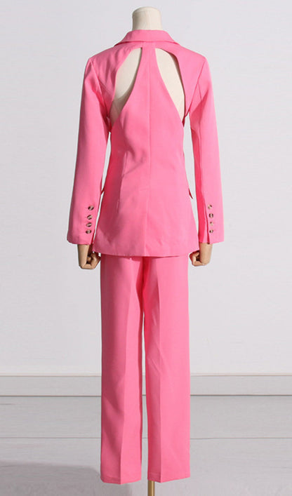 CUTOUT BLAZER SUIT IN PINK
