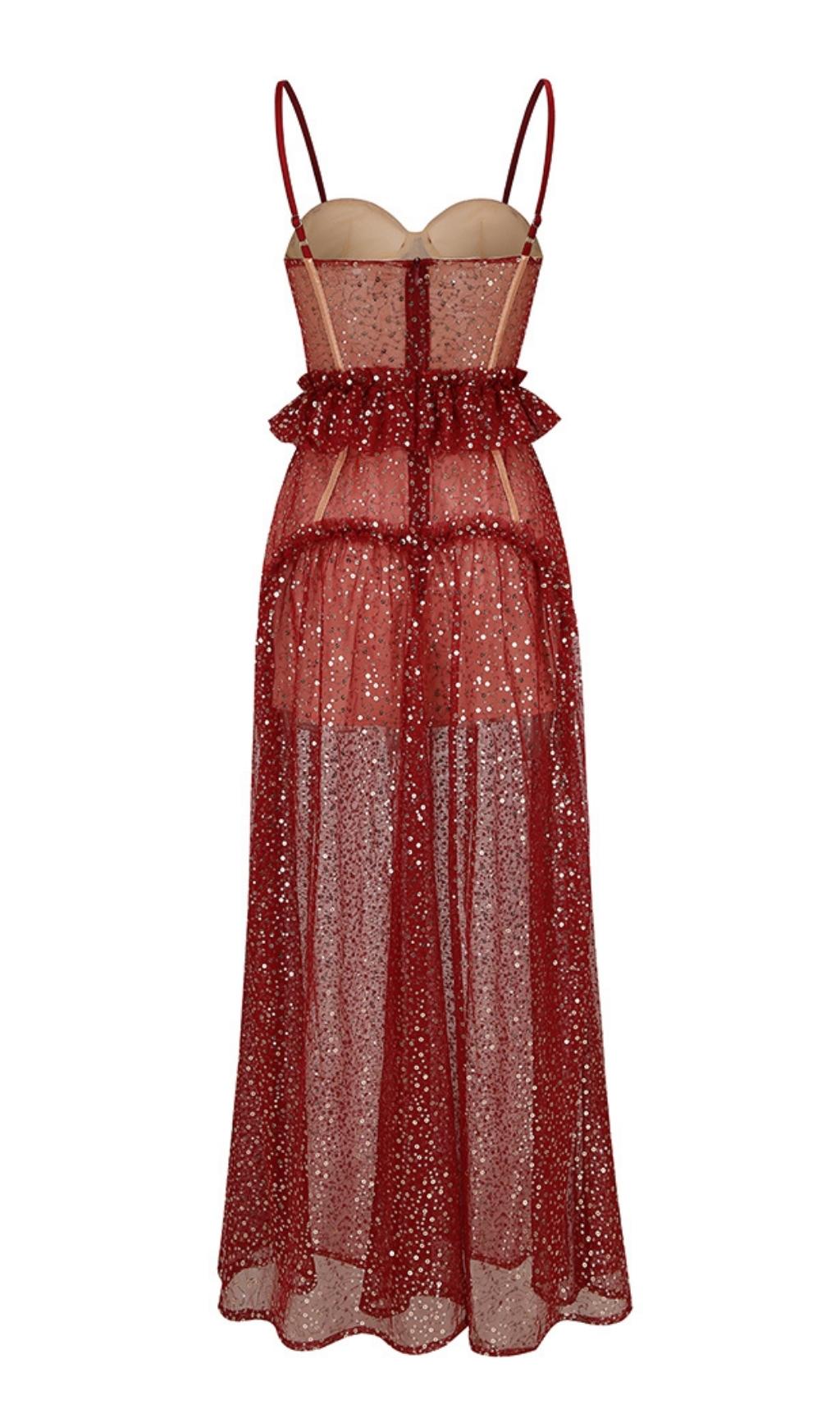 BANDAGE SEQUIN MAXI DRESS IN RED Dresses styleofcb 