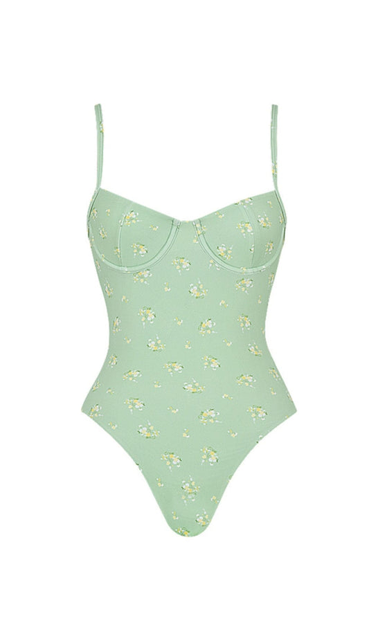 OLIVE FLORAL PRINT UNDERWIRED SWIMSUIT styleofcb 