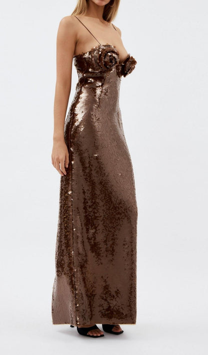 SEQUIN MAXI DRESS IN BROWN Dresses styleofcb 