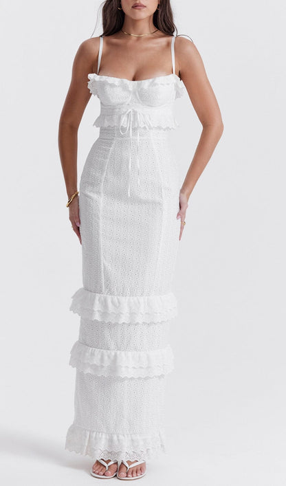 WHITE BRODERIE MAXI DRESS styleofcb 