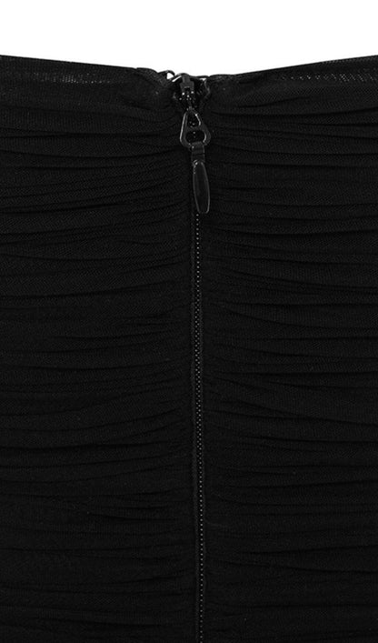 BLACK RUCHED ORGANZA MESH MINI DRESS DREESES styleofcb 