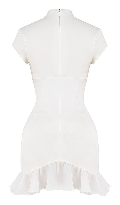 BODYCON V NECK MINI DRESS IN WHITE