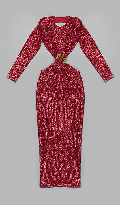 SEQUIN CUTOUT BACKLESS MAXI DRESS IN RED DREESES styleofcb 