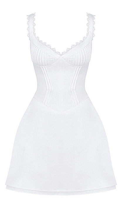PIN TUCK MINI DRESS IN WHITE