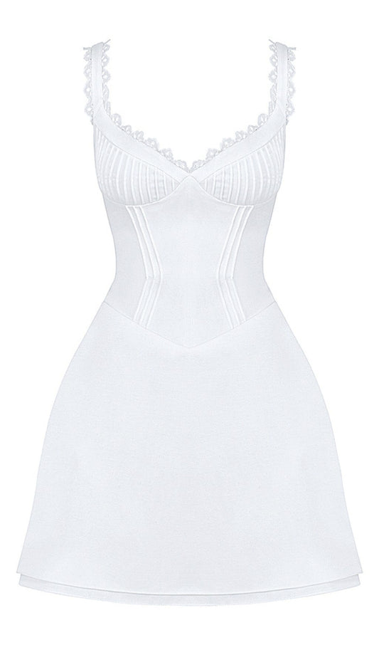 PIN TUCK MINI DRESS IN WHITE