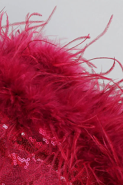 SEQUIN FEATHER MINI DRESS IN PINK Dresses styleofcb 