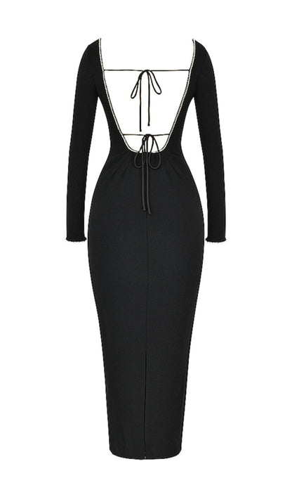 BLACK CRYSTAL EMBELLISHED MAXI DRESS styleofcb 
