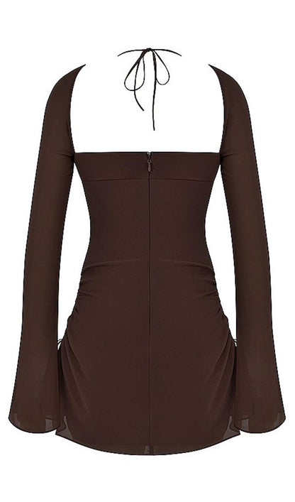 LONG SLEEVE HALTER MINI DRESS Dresses styleofcb 