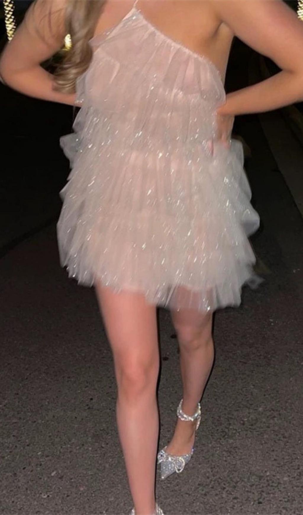 POMPOUS GAUZE SEQUIN MINI DRESS IN WHITE Dresses styleofcb 