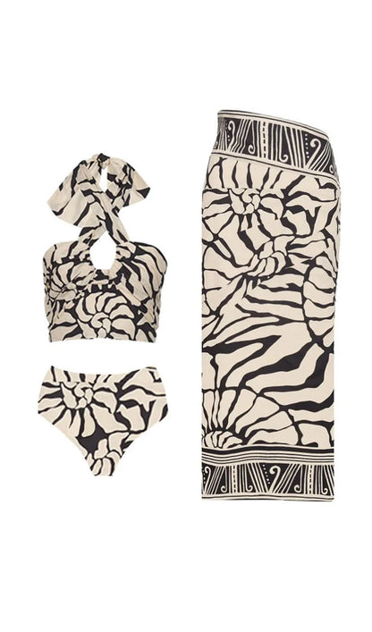 HALTER PRINTED SWIMSUIT