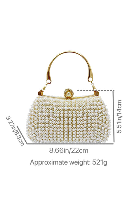 RHINESTONE PEARL BEADED CLUTCH