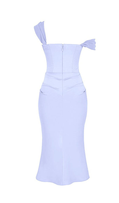 SKY SATIN CORSET MIDI DRESS styleofcb 
