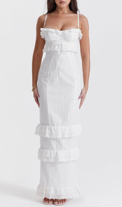 WHITE BRODERIE MAXI DRESS styleofcb 
