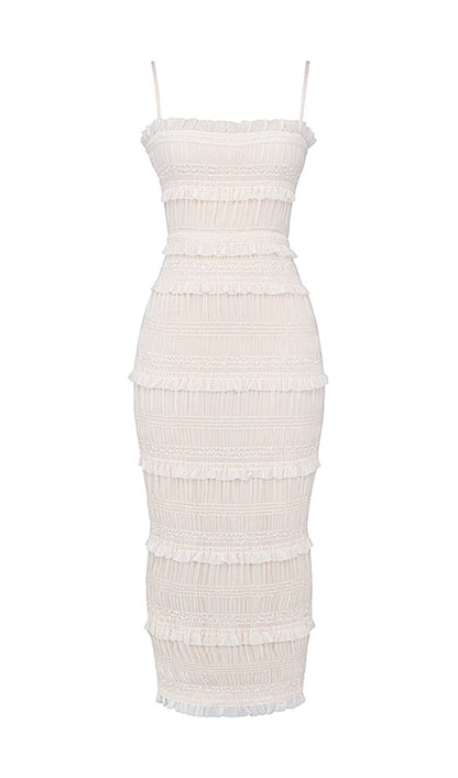 IVORY SEQUIN PLEAT MAXI DRESS styleofcb 