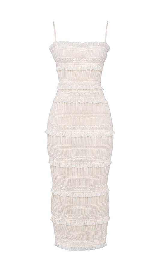 IVORY SEQUIN PLEAT MAXI DRESS styleofcb 