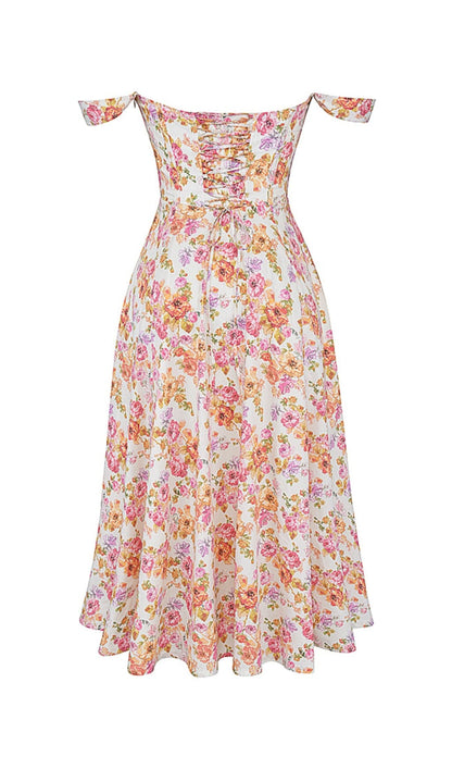 IVORY FLORAL MIDI SUNDRESS