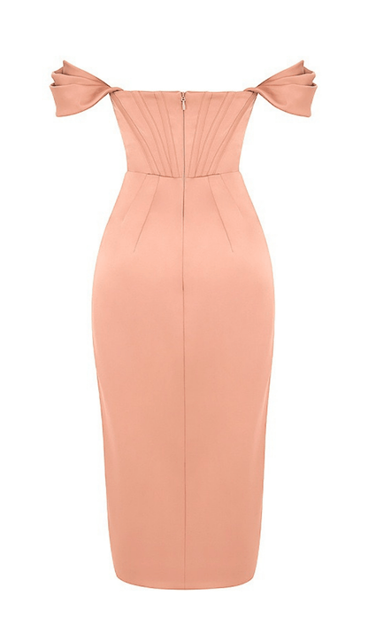 ASYMMETRIC SPLIT CORSET MIDI DRESS IN BLUSH Dresses styleofcb 