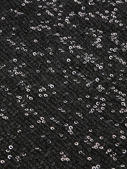 BLACK BODYCON FIT SEQUIN MAXI DRESS