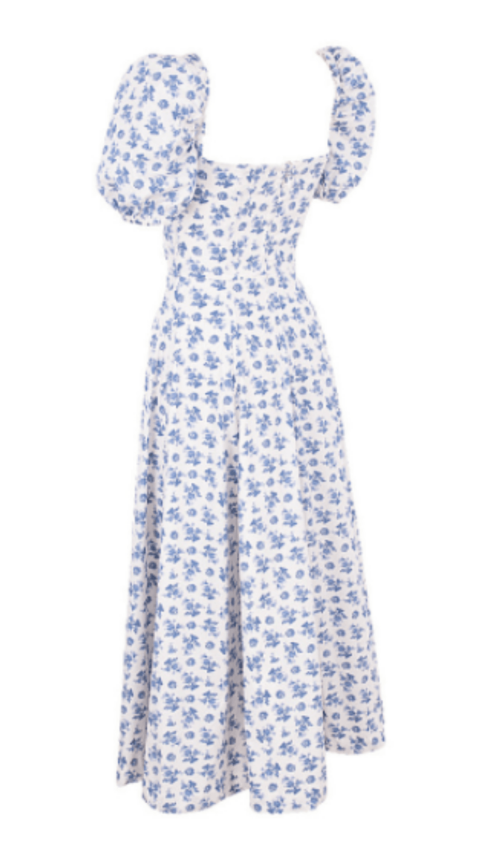 BLUE WHITE FLORAL MIDI DRESS