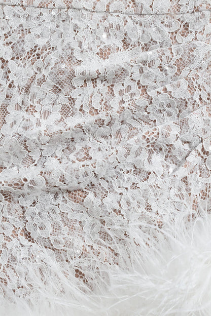 LACE FEATHER MINI DRESS IN WHITE Dresses styleofcb 