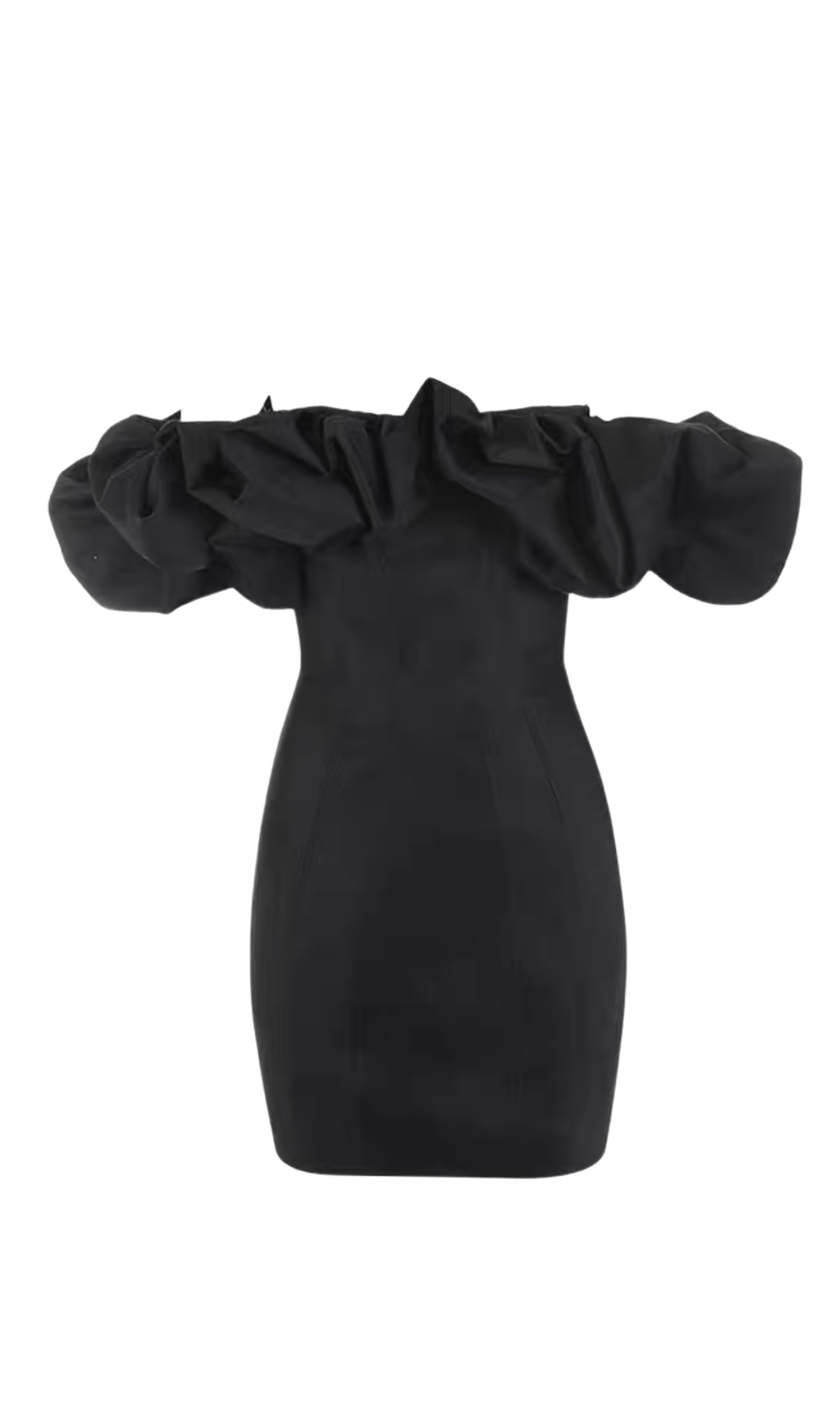 BURGUNDY SATIN RUFFLE STRAPLESS DRESS Dresses styleofcb BLACK XS 