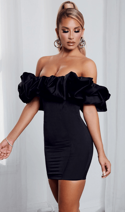 BURGUNDY SATIN RUFFLE STRAPLESS DRESS Dresses styleofcb 