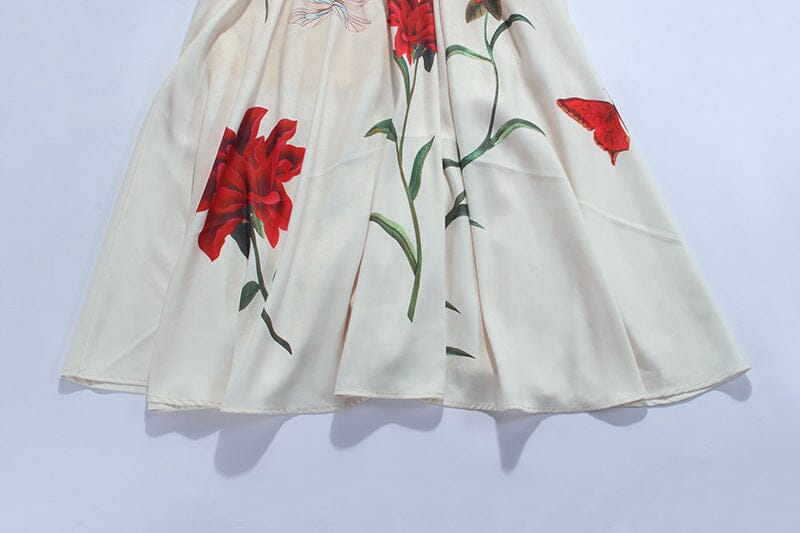 BUTTERFLY FLOWER PRINY MIDI DRESS IN GRAY DRESS styleofcb 