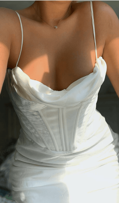 CORSET MIDI DRESS IN WHITE styleofcb 