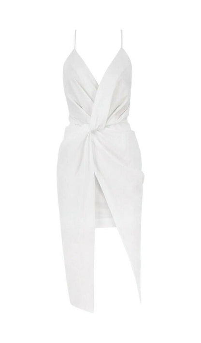 COTTON CROSS BACK WRAP MIDI DRESS IN WHITE Dresses styleofcb 