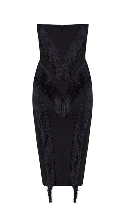 CROPPED BLACK LOW NECKLINE DRESS