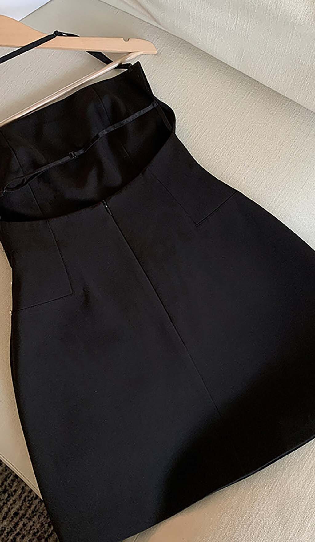 CRYSTAL BEADING STRAPLESS MINI DRESS IN BLACK DRESS styleofcb 