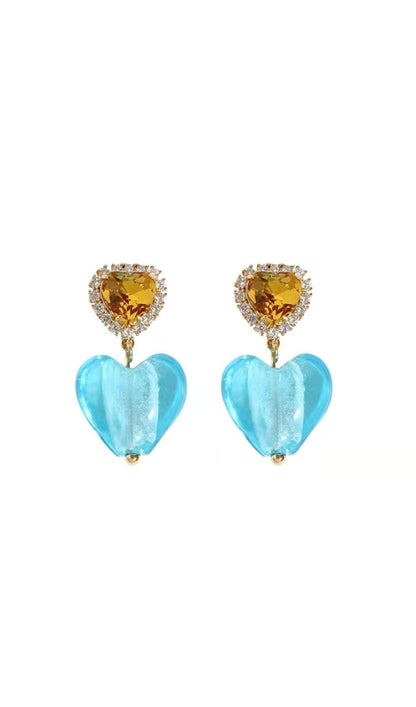 CRYSTAL HEART SHAPED EARRINGS Earrings styleofcb BLUE 