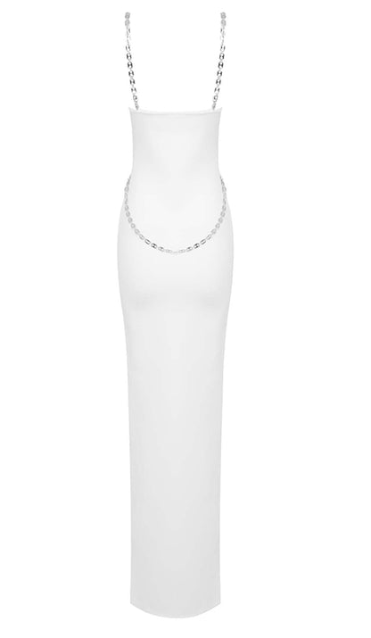 CRYSTAL STRAPPY BANDAGE MAXI DRESS IN WHITE DRESS sis label 