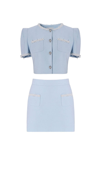 CRYSTAL TRIM TWO PIECE SET IN SKY BLUE DRESS STYLE OF CB 