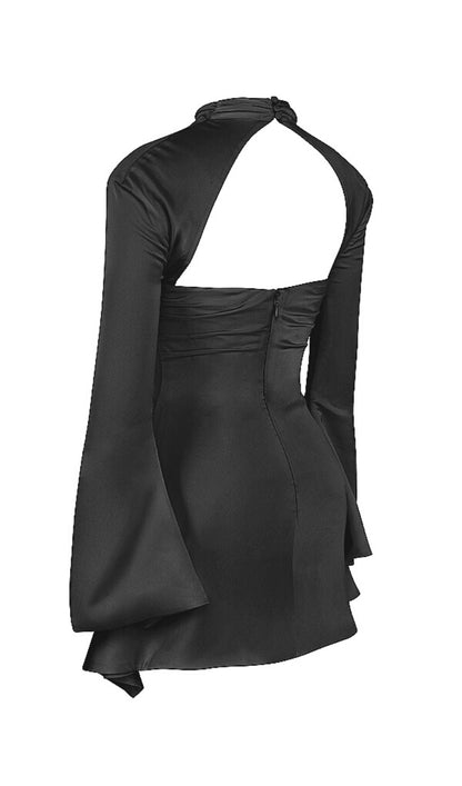 CUT OUT DRAPED MINI DRESS IN BLACK Dresses styleofcb 