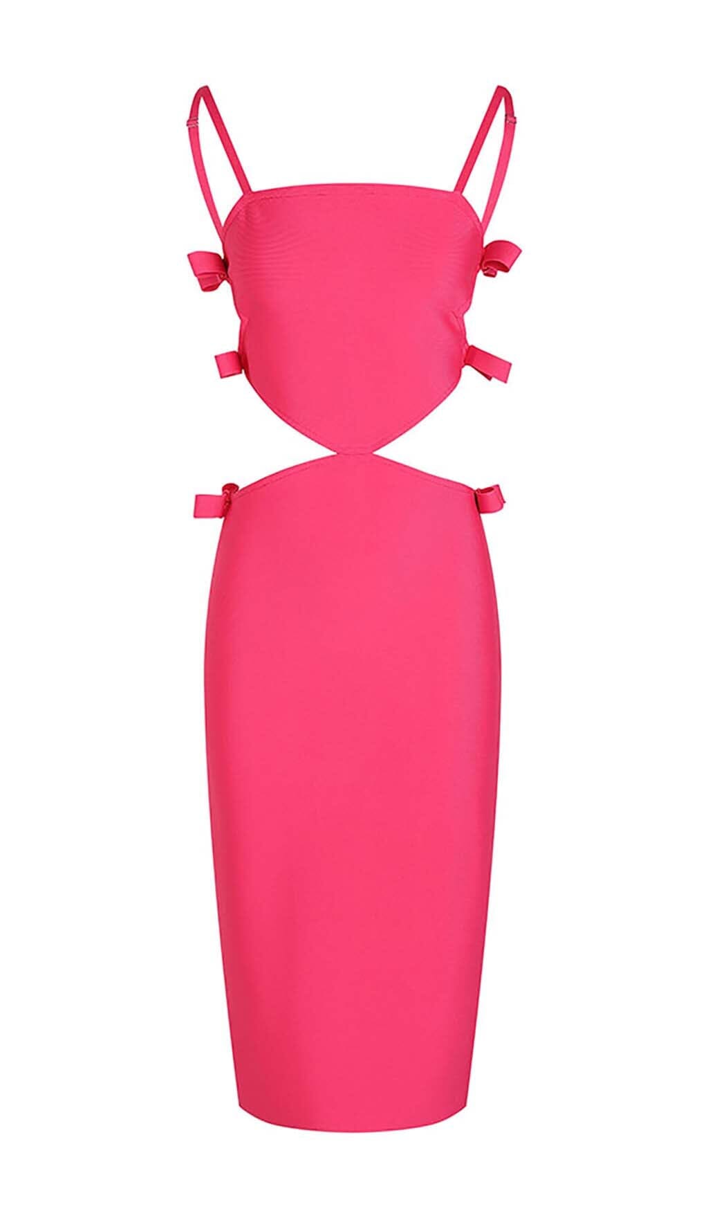 CUT-OUT STRAPPY MIDI DRESS IN PINK DRESS sis label