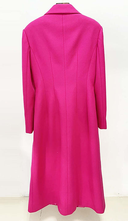 DOUBLE WOOL BLEND LONG COAT IN PINK DRESS STYLE OF CB 