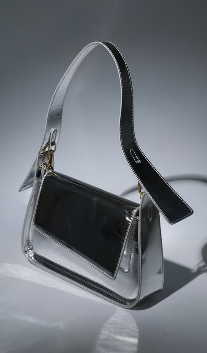 EULALIE METALLIC SHOULDER BAG IN SILVER