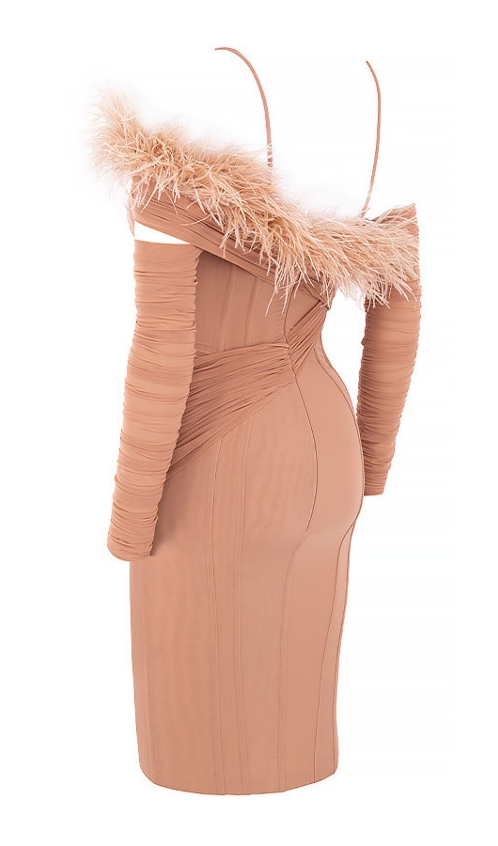 FEATHER LONG SLEEVE BANDAGE MINI DRESS IN BLACK Dresses styleofcb 